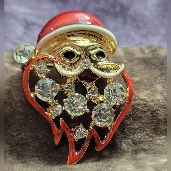 Austrian Crystal Santa Brooch - Picture 8 of 8